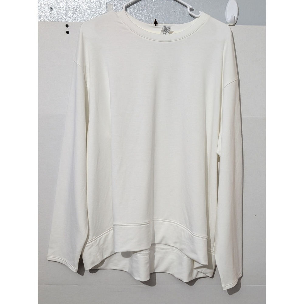 Xersion Womens White Long Sleeve Crewneck Sweatshirt High Low Hem Size 0X NEW